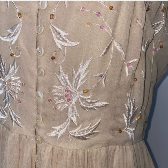 By Together Beaded Button Front Embroidered Floral Maxi Dress Size 16 NWT - Picture 8 of 10